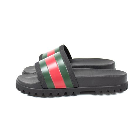 gucci slides web black|gucci slides web stripe slide.